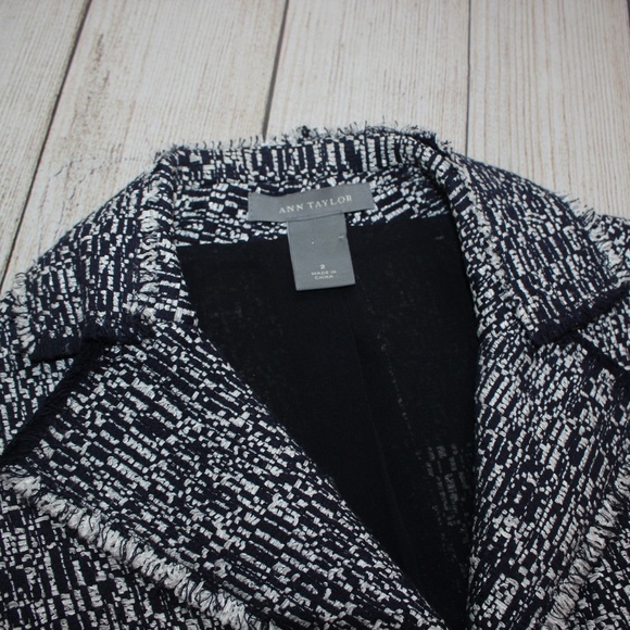 ANN TAYLOR Size 2 Blue & White Suit Blazer Jacket - Picture 6 of 8